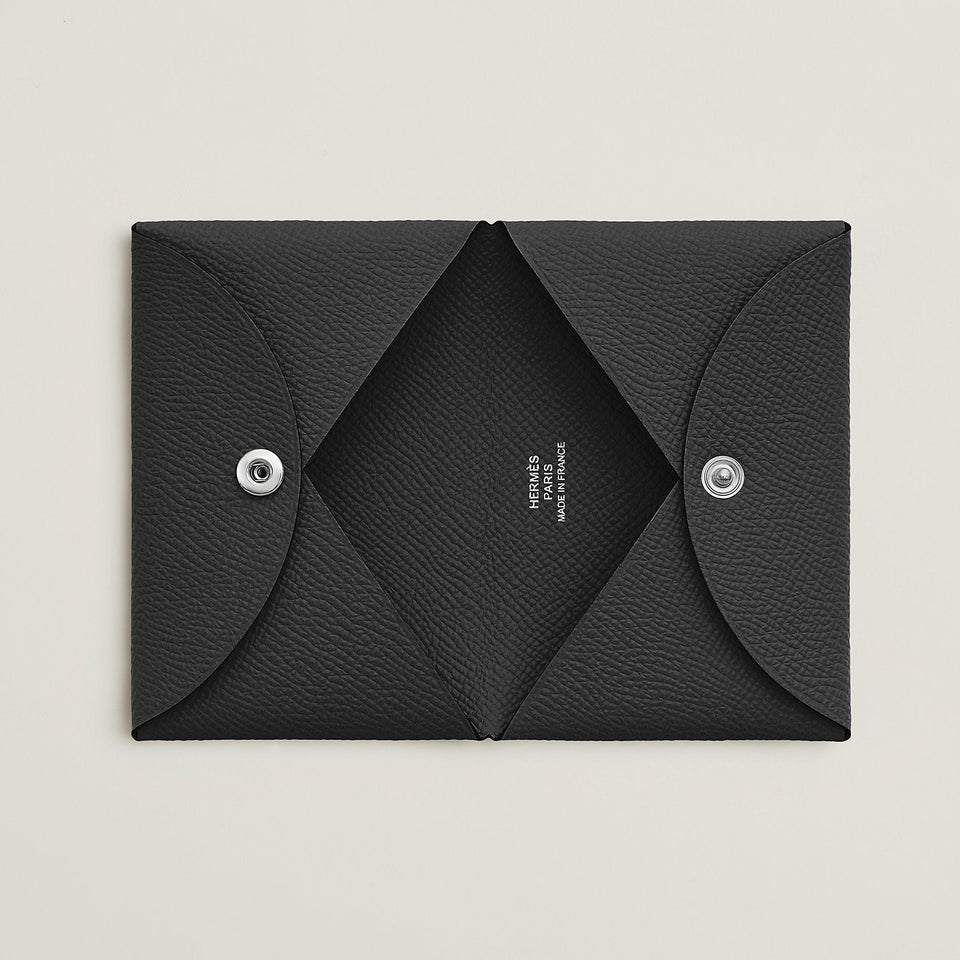 Hermes Calvi Card Holder Toupe