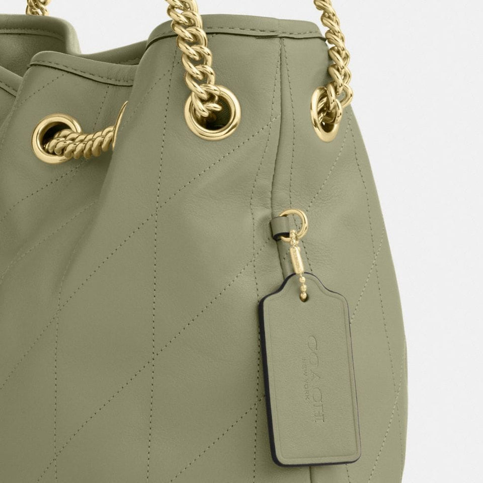 Coach Evelyn Shoulder Bag With Quilting Gold Pistachio
