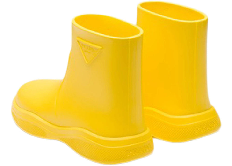 Prada Pull-On Rain Booties Sunny Yellow Rubber