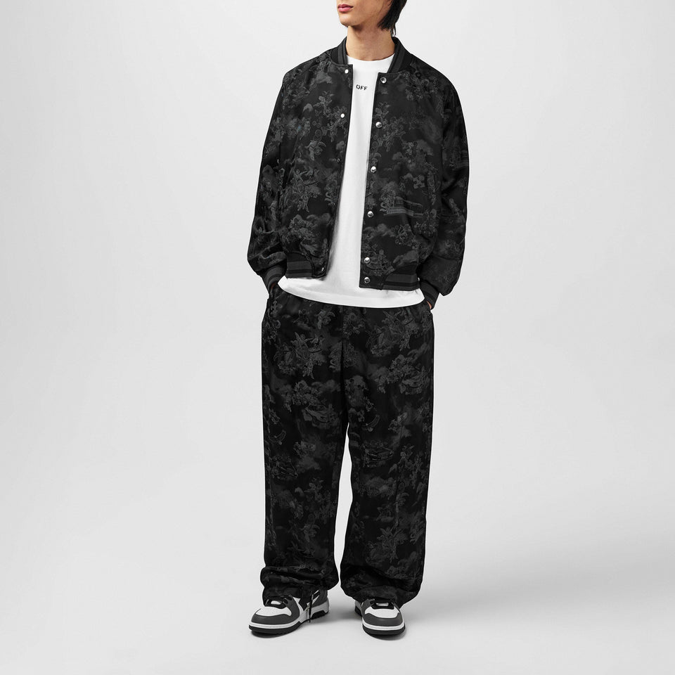 Fresco Jacquard Cotton Straight Leg Trousers