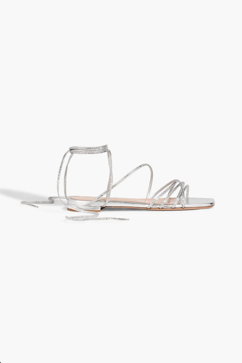 Gianvito Rossi Burma Crystal-Embellished Metallic Leather Sandals Silver Women's