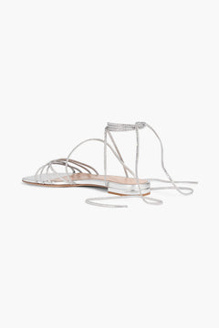 Gianvito Rossi Burma Crystal-Embellished Metallic Leather Sandals Silver Women's