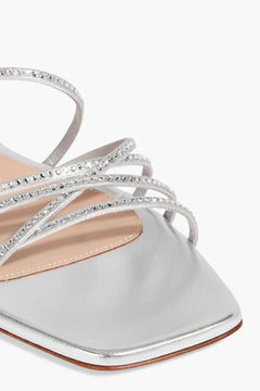 Gianvito Rossi Burma Crystal-Embellished Metallic Leather Sandals Silver Women's