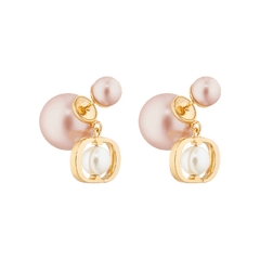Dior Trival Earrings Gold finish metal Pale pink White resin pearl