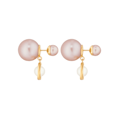 Dior Trival Earrings Gold finish metal Pale pink White resin pearl
