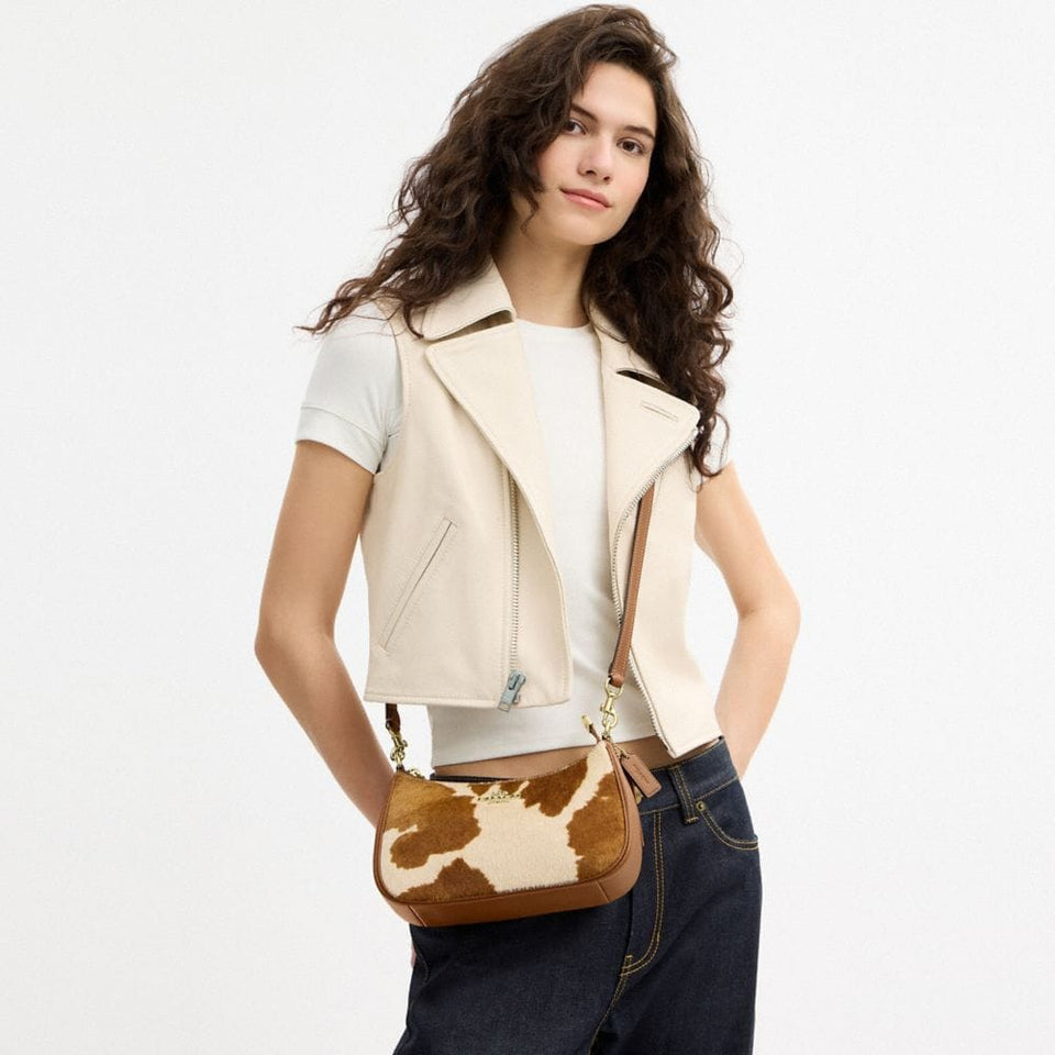 Teri Shoulder Bag In Haircalf With Cow Print