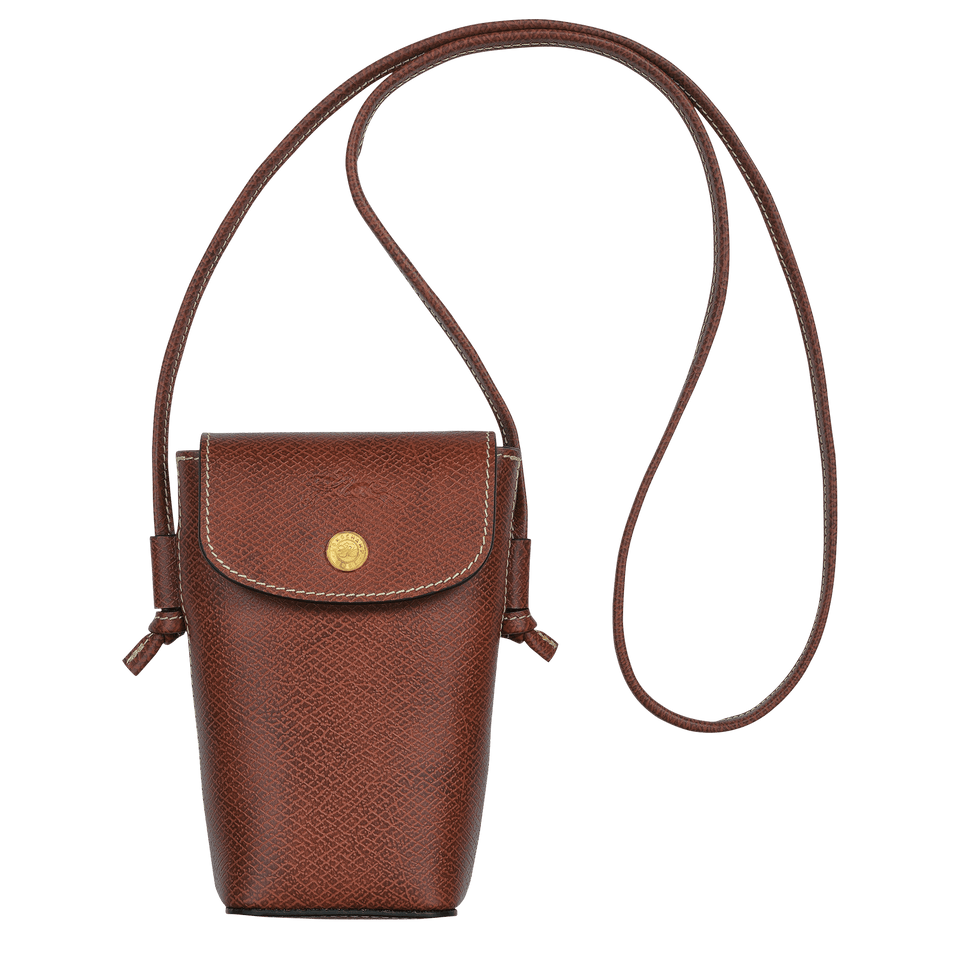 Longchamp Épure Phone case with leather lace Brown