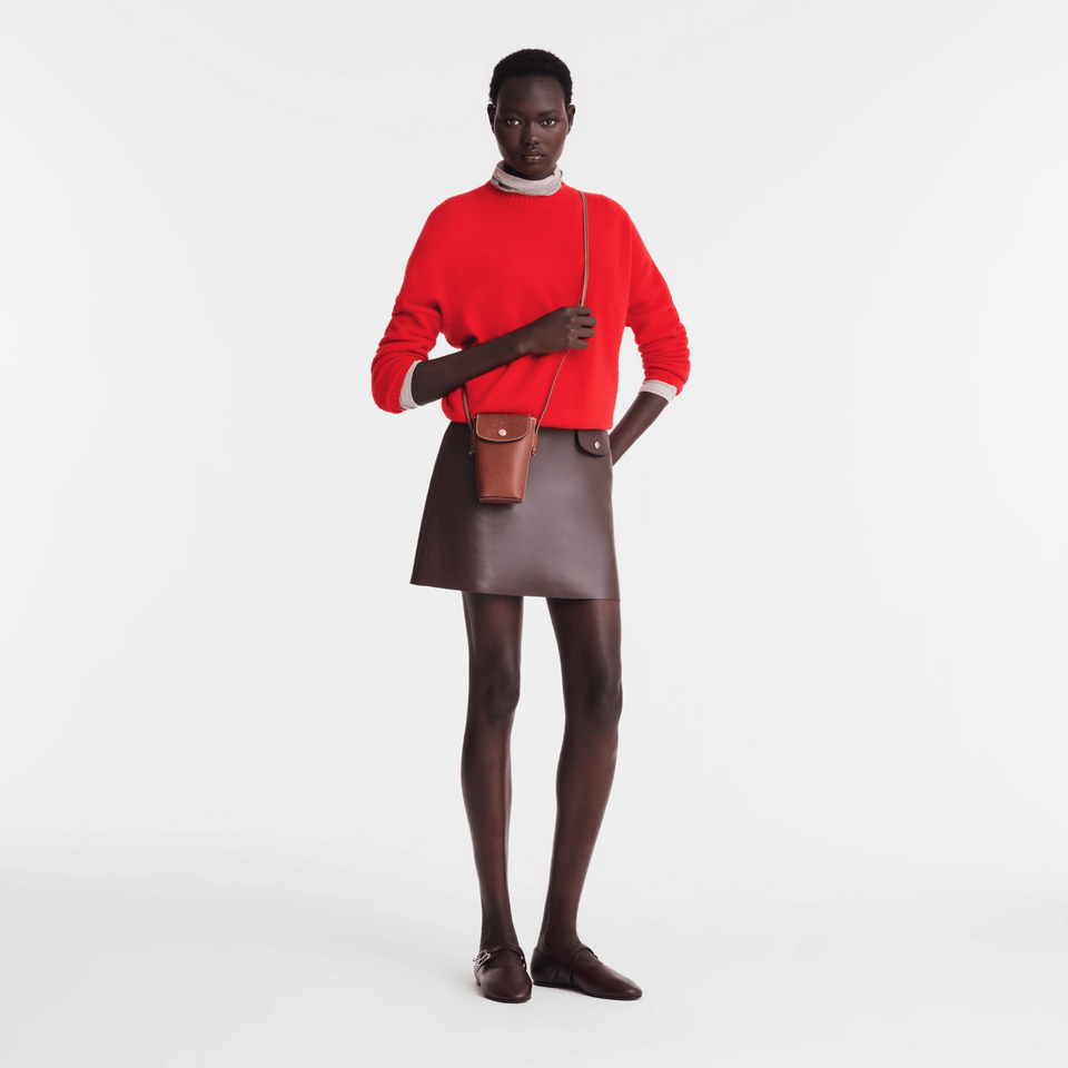 Longchamp Épure Phone case with leather lace Brown