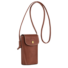 Longchamp Épure Phone case with leather lace Brown