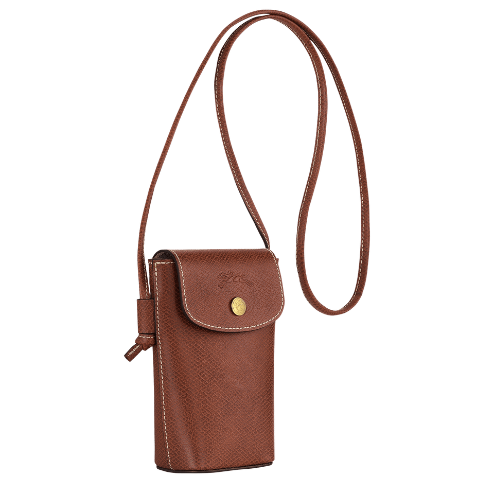 Longchamp Épure Phone case with leather lace Brown