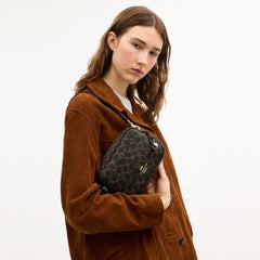 Coach Mini Carey Crossbody Bag In Loved Signature Canvas Gold Brown