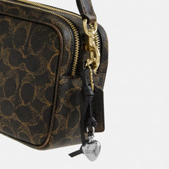 Coach Mini Carey Crossbody Bag In Loved Signature Canvas Gold Brown