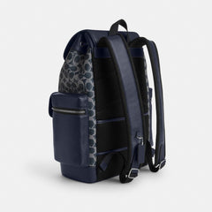 Coach Sprint Backpack In Colorblock Signature Canvas Silver Denim Chalk