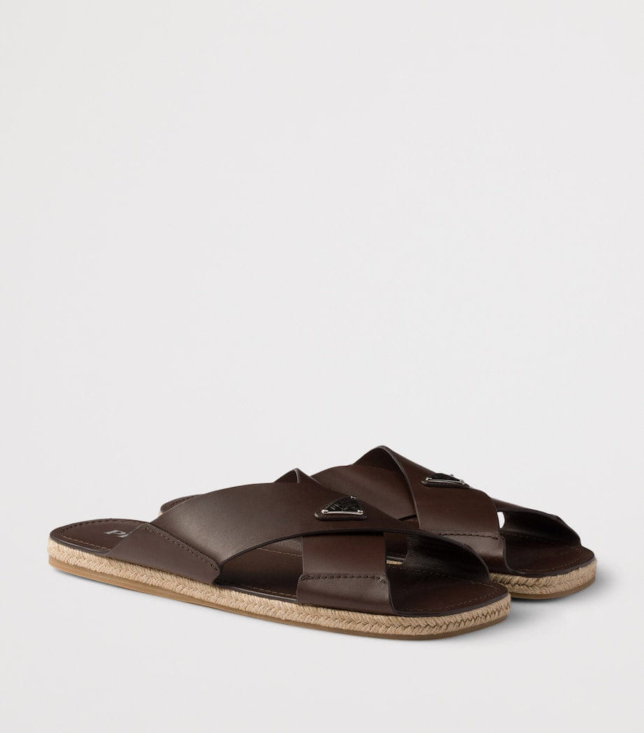 Prada Leather Crisscross Sandals