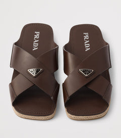 Prada Leather Crisscross Sandals