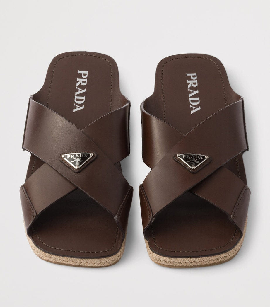 Prada Leather Crisscross Sandals