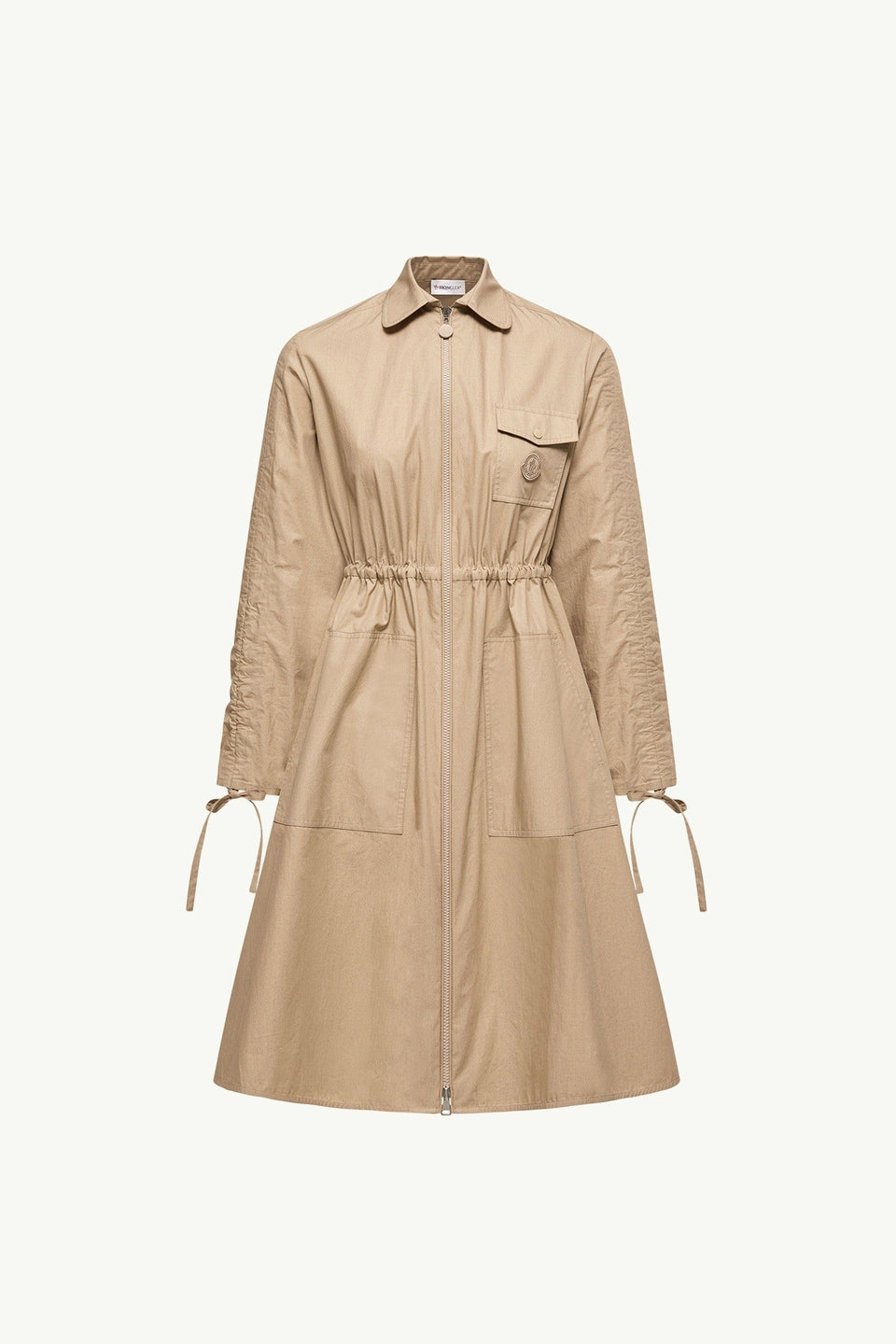 Moncler Cotton Poplin Shirt Dress Beige Beige