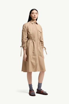Moncler Cotton Poplin Shirt Dress Beige Beige