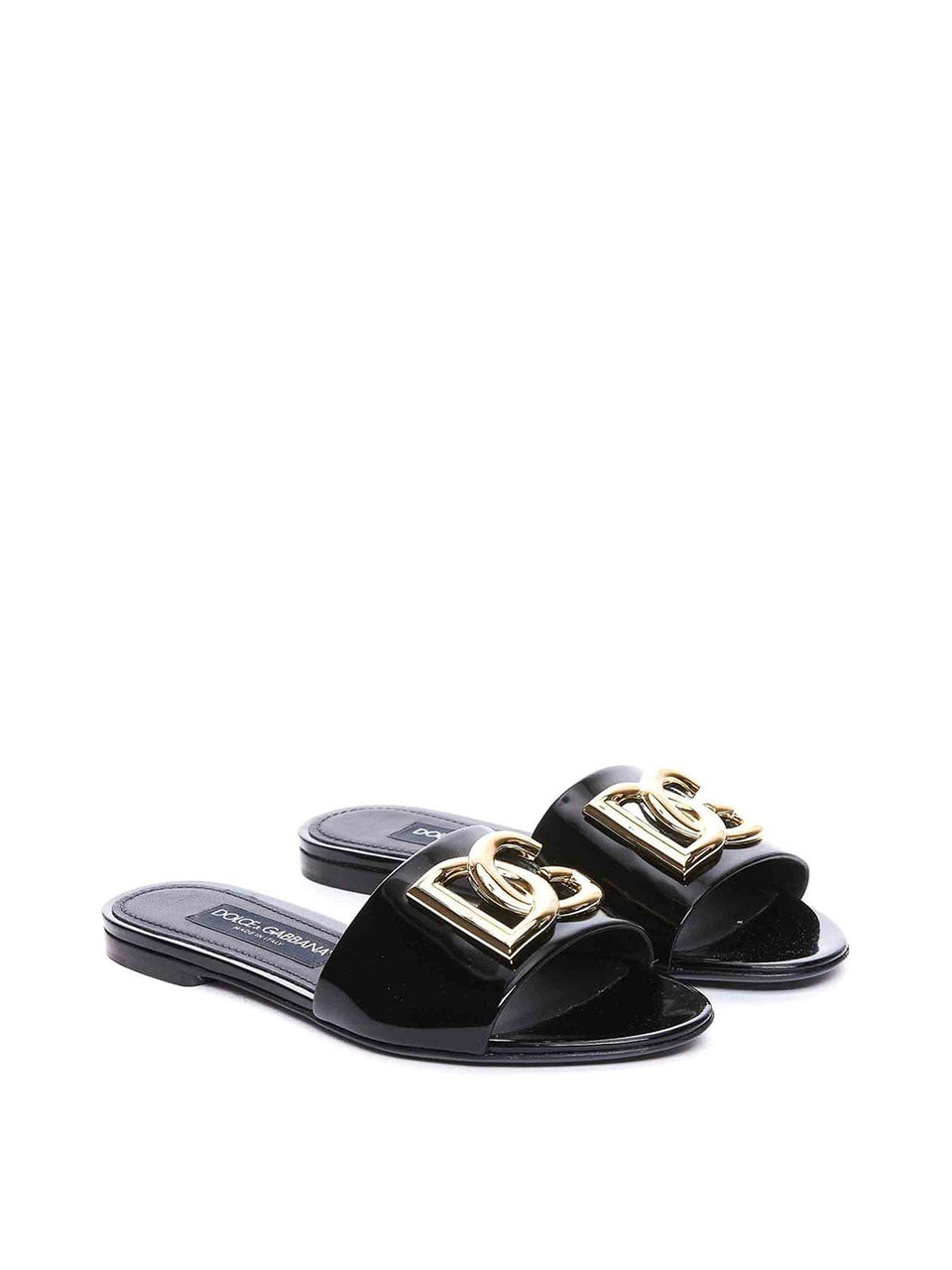 Dolce & Gabbana DG-logo leather slides  – Black
