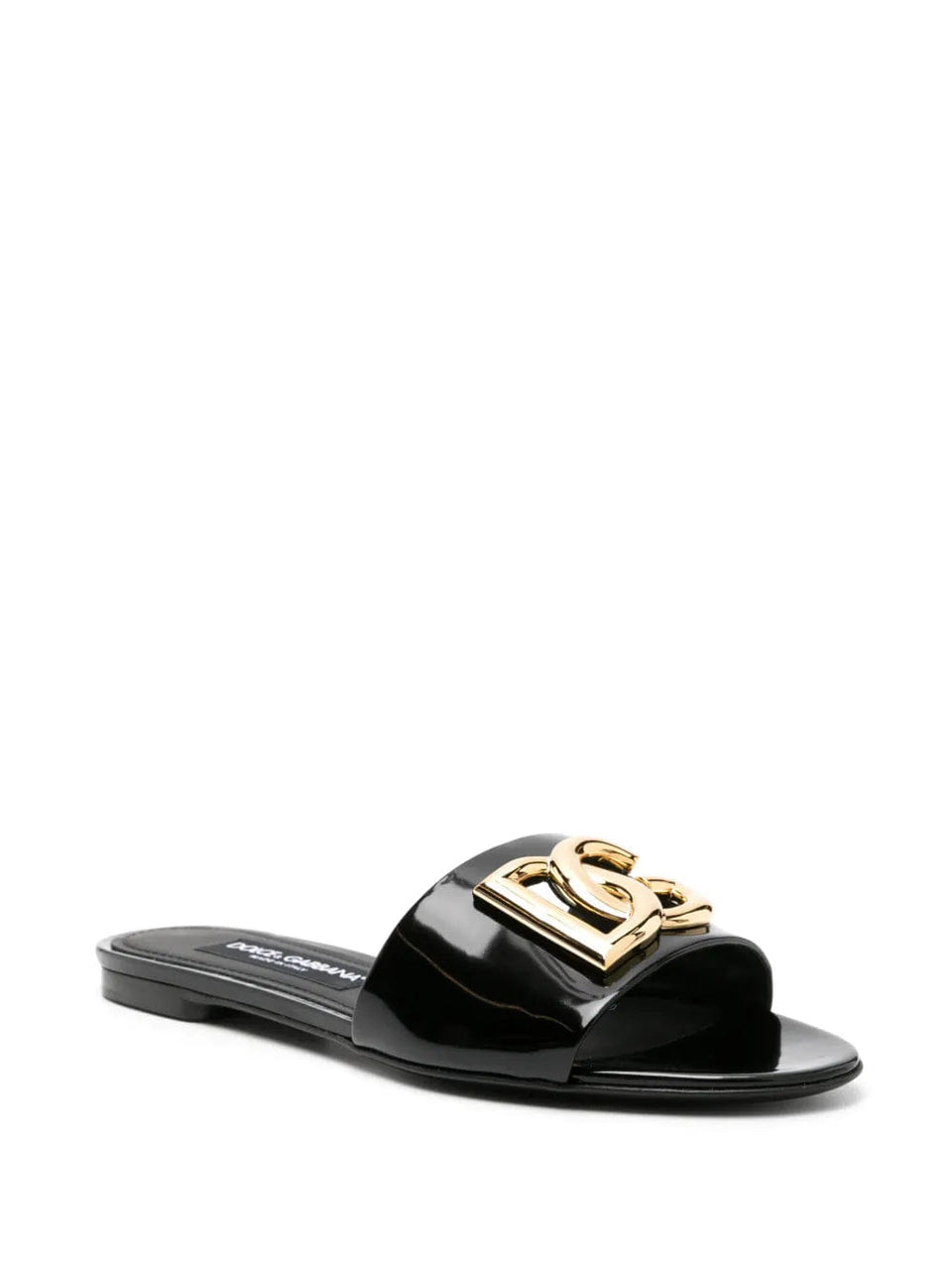 Dolce & Gabbana DG-logo leather slides  – Black