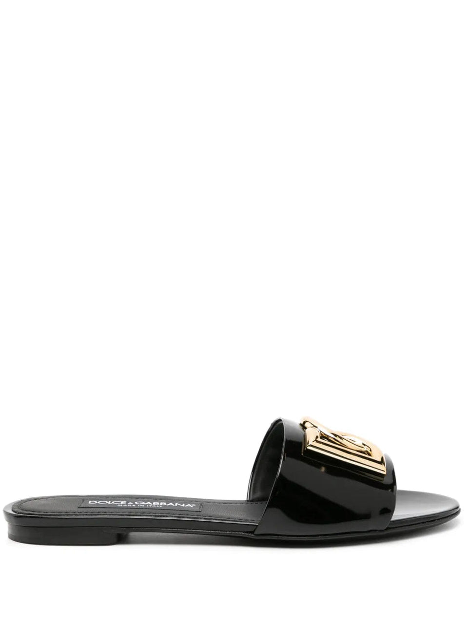 Dolce & Gabbana DG-logo leather slides  – Black