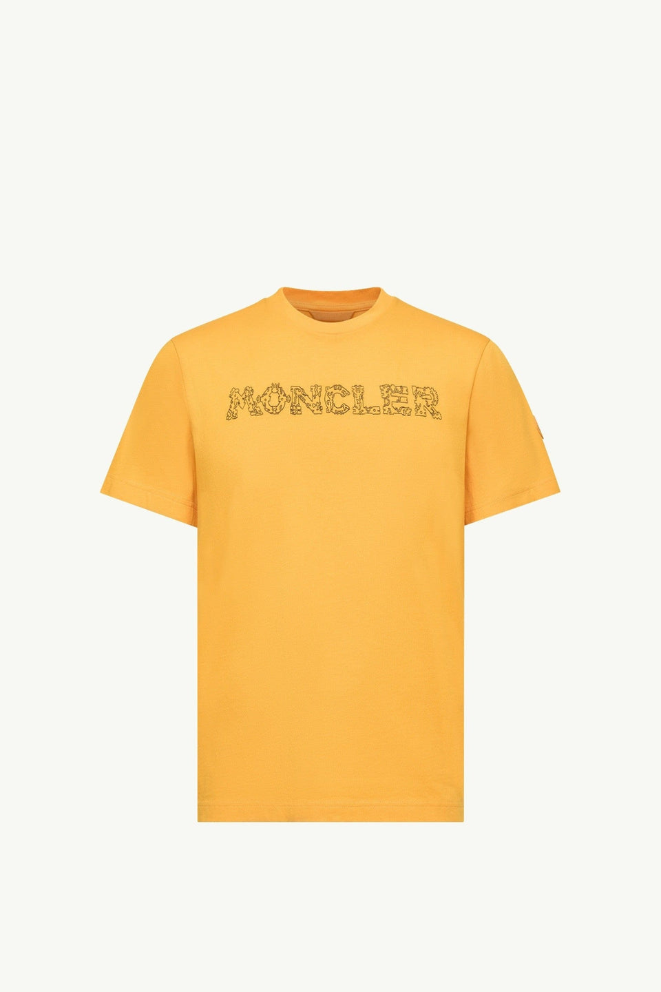 Moncler Space Embroidered Logo Cotton T-Shirt Yellow Yellow