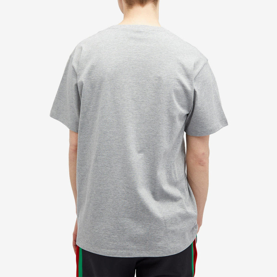 Gucci Men's Interlocking GG College Logo T-Shirt in Grey Melange