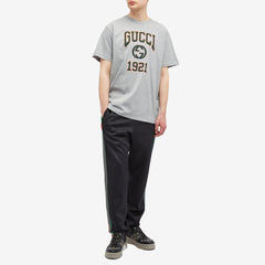 Gucci Men's Interlocking GG College Logo T-Shirt in Grey Melange