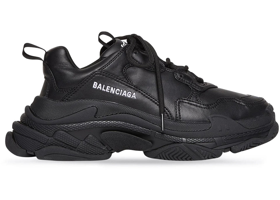 Balenciaga Triple S Synthetic Leather Triple Black Womens