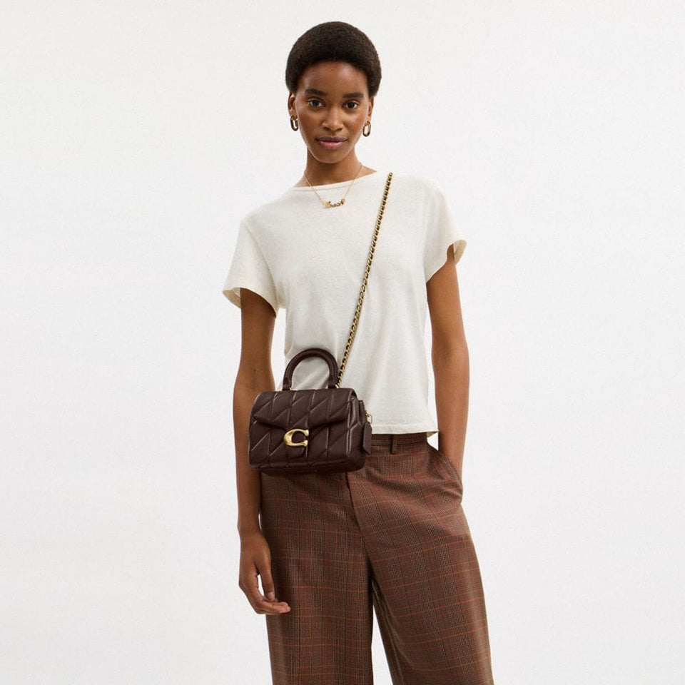 Coach Tabby Top Handle Bag With Quilting Brass Maple