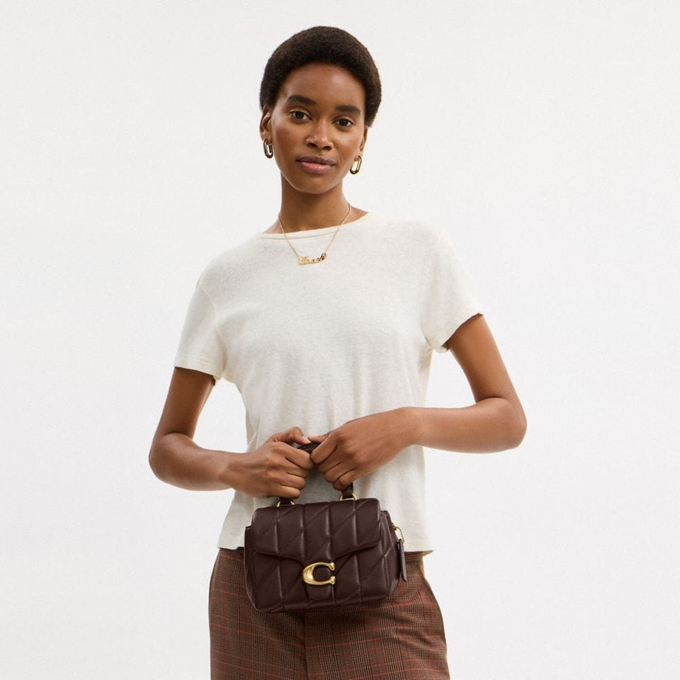 Coach Tabby Top Handle Bag With Quilting Brass Maple