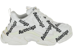 Balenciaga Triple S Allover Logo White Black Womens