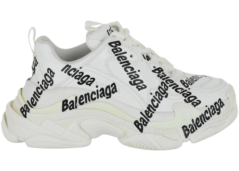 Balenciaga Triple S Allover Logo White Black Womens