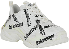 Balenciaga Triple S Allover Logo White Black Womens