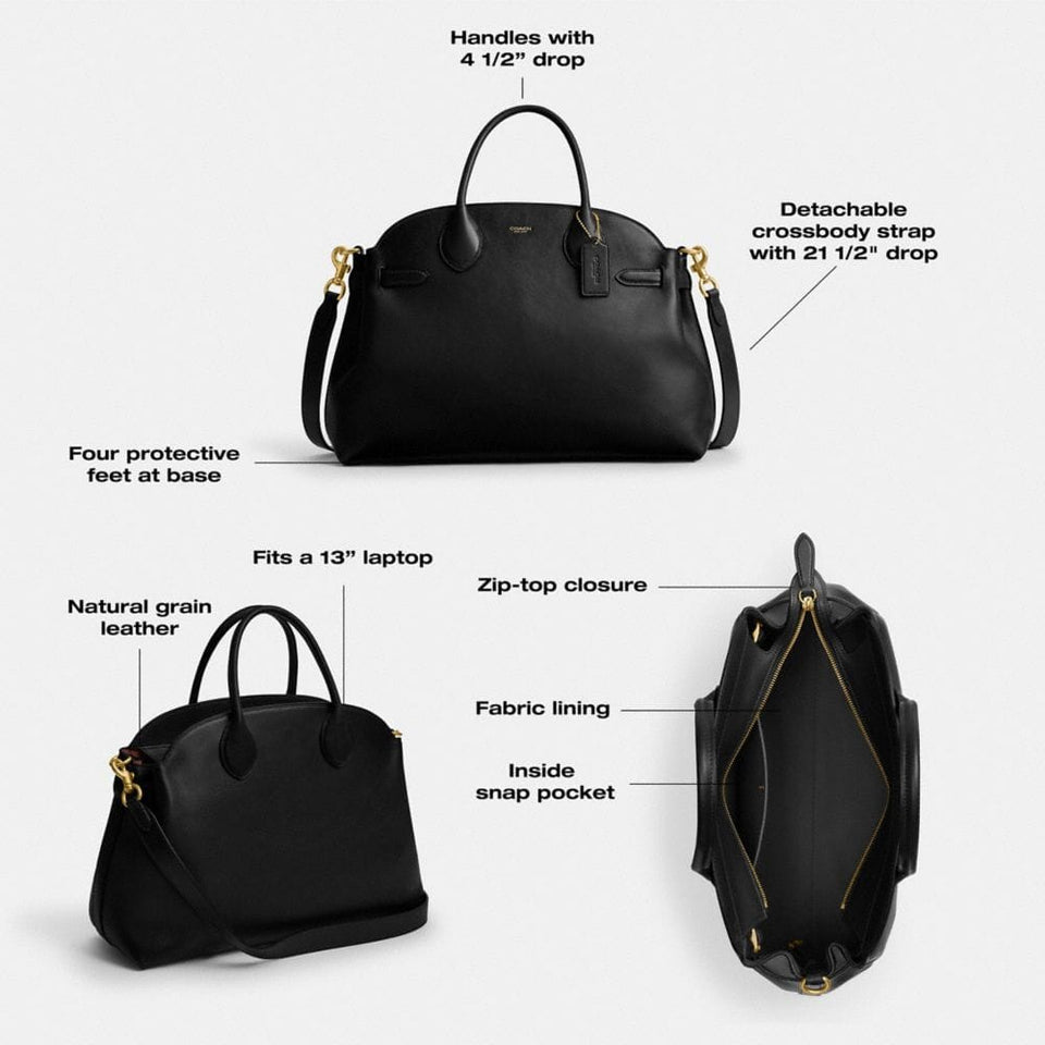Coach Soft Empire Carryall Bag 40 Brass Dark Navy