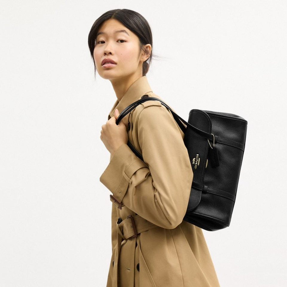 Coach Bridget Flap Shoulder Bag Gold Black
