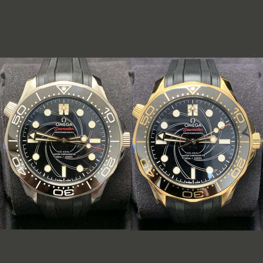 Omega Seamaster Diver 300 MJames Bond 007 Two-Watch Set 50th Anniversary Full Set New NOS