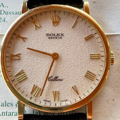 Rolex | Cellini | 5112 | Yellow gold | 32 mm | Leather | White | Manual winding