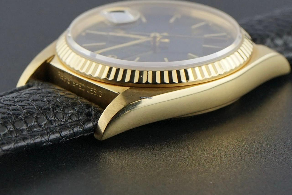 Rolex | Datejust | 16018 | Yellow gold | 36 mm | Leather | Black | Automatic