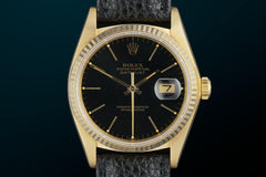 Rolex | Datejust | 16018 | Yellow gold | 36 mm | Leather | Black | Automatic