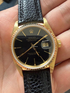Rolex | Datejust | 16018 | Yellow gold | 36 mm | Leather | Black | Automatic
