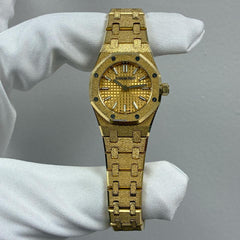 Audemars Piguet Royal Oak Mini Frosted Gold Quartz 18k Yellow Gold Frosted 23mm Ladies Watch