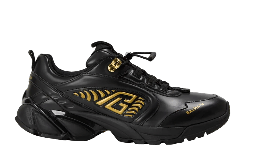 BALMAIN Men's Cosmic Dust Low-Top Trainers ' Black/Gold'