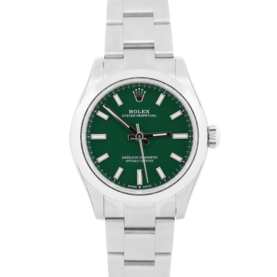 Rolex Oyster Perpetual 312024 PAPERS Rolex Oyster Perpetual GREEN Steel 31mm 277200 Watch BOX
