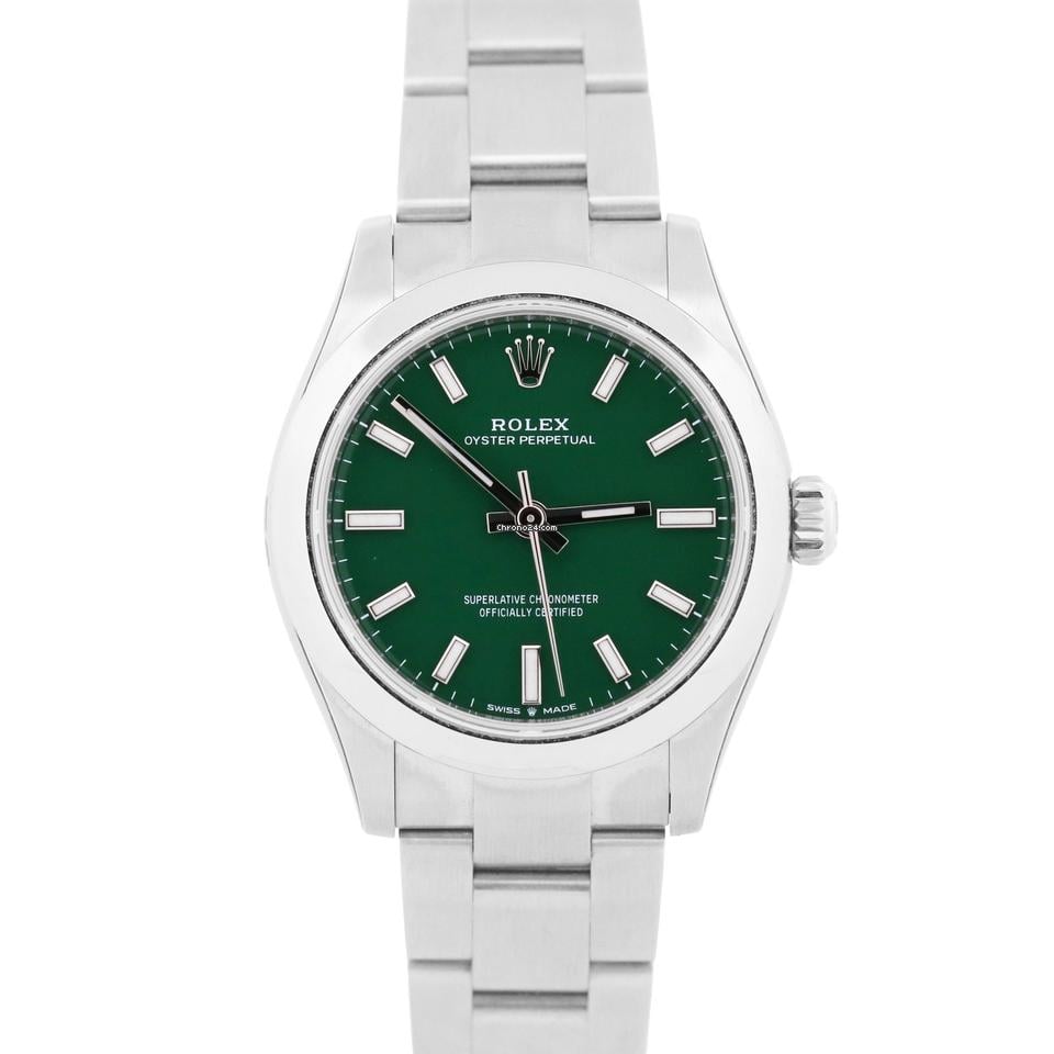 Rolex Oyster Perpetual 312024 PAPERS Rolex Oyster Perpetual GREEN Steel 31mm 277200 Watch BOX