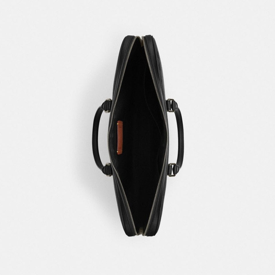 Coach Ethan Large Brief In Signature Canvas Gunmetal Charcoal Black