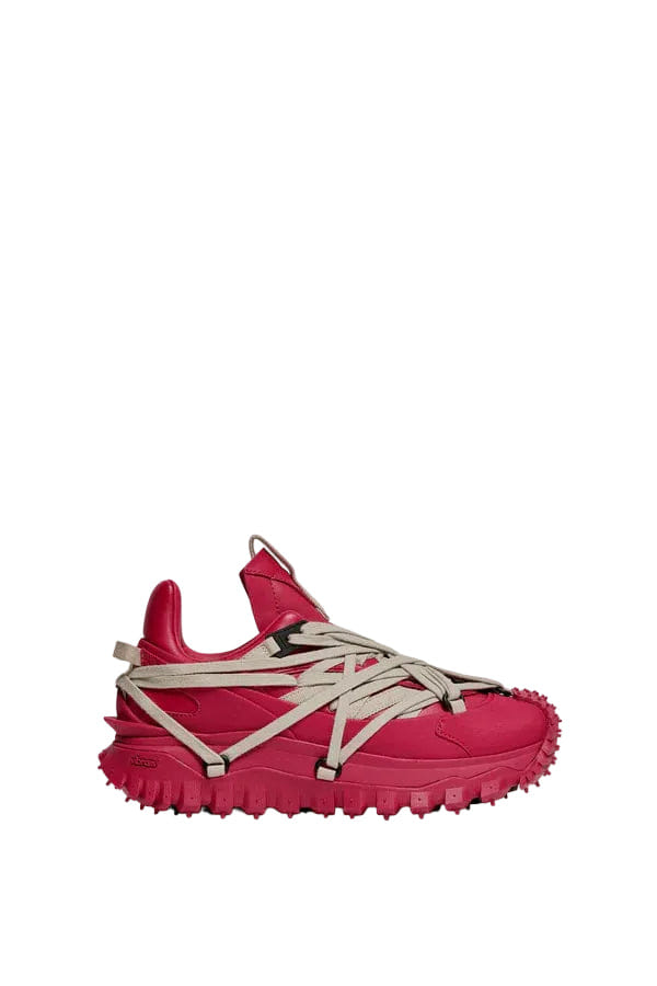 Moncler Moncler + Rick Owens Trailgrip Megalace Leather Sneakers Berry Red