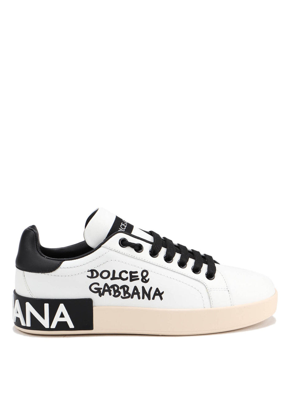 Luxury White Leather DG Logo Low-Top Sneakers