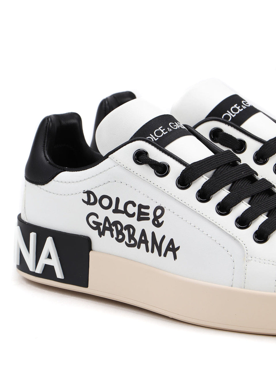 Luxury White Leather DG Logo Low-Top Sneakers