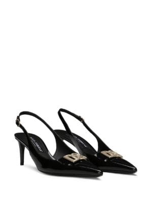 logo-plaque slingback pumps